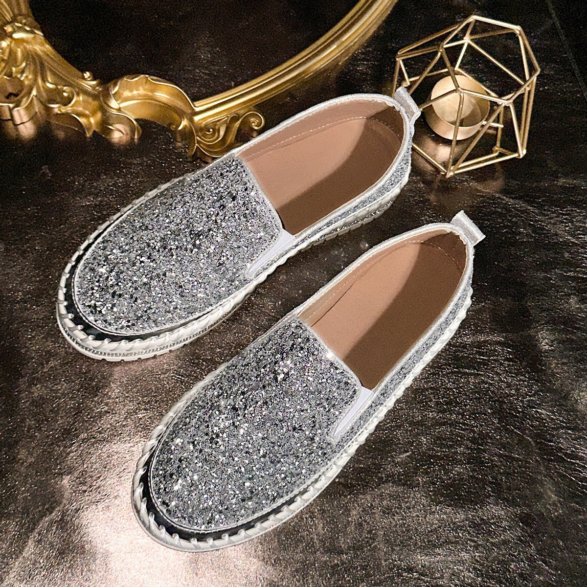 💎 60% DE RÉDUCTION ! 💎 Chaussures Slip-On Femme – Paillettes Brillantes, Semelle Antidérapante & Confort Respirant pour Tous les Jours 🌸👟