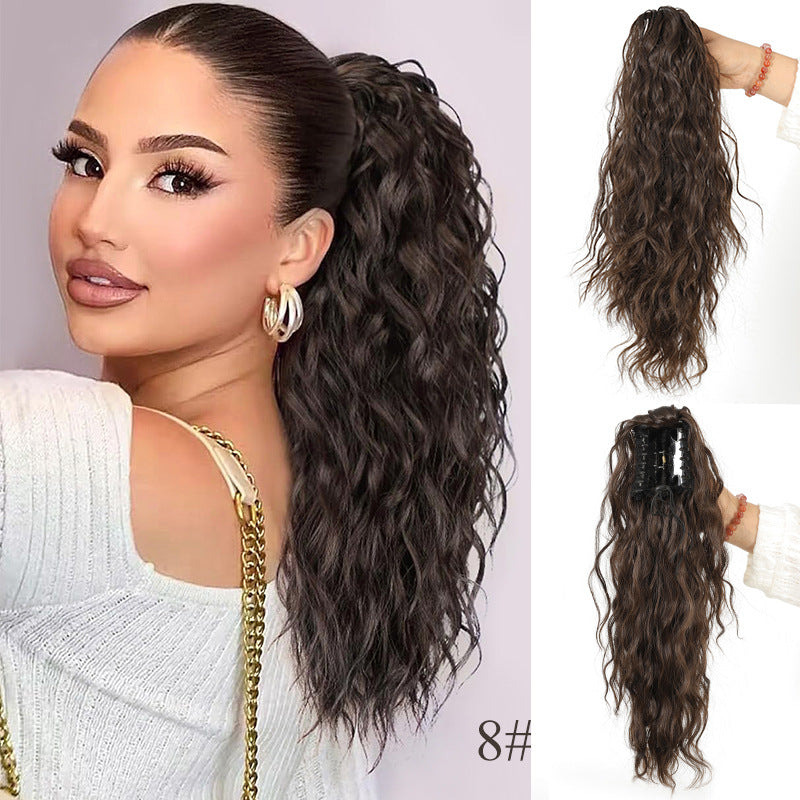⏳Réduction limitée de 50% ! 🎁 Extension queue de cheval bouclée 18" – Fibres haute température, double fixation (clip + cordon), volume naturel & confort toute la journée ! 💇‍♀️✨