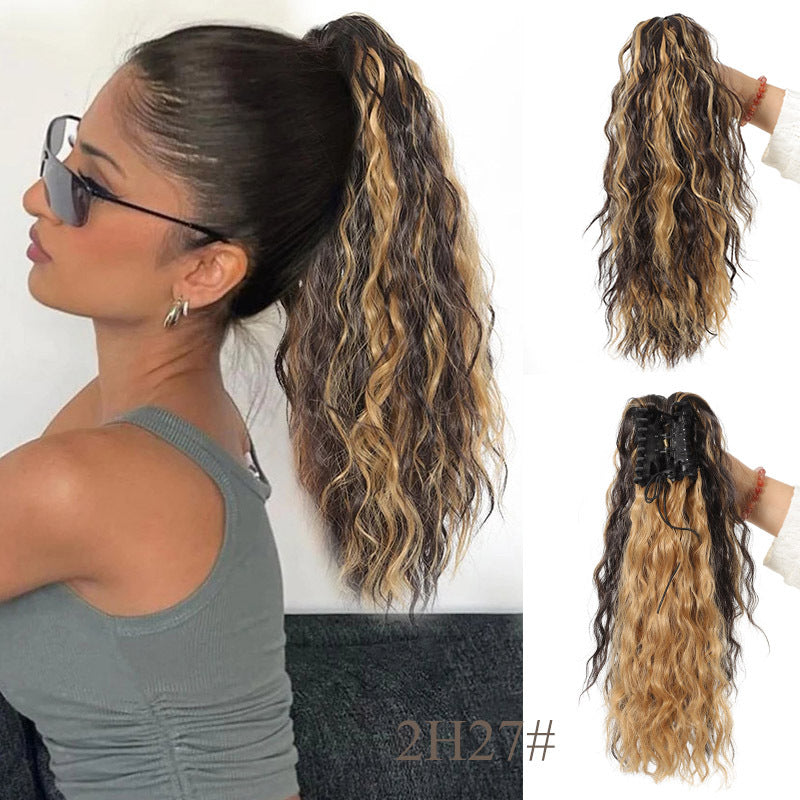 ⏳Réduction limitée de 50% ! 🎁 Extension queue de cheval bouclée 18" – Fibres haute température, double fixation (clip + cordon), volume naturel & confort toute la journée ! 💇‍♀️✨