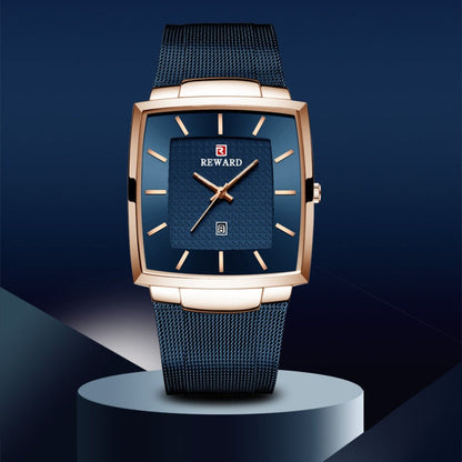 ⌚Montre à quartz pour hommes, ceinture en maille carrée ultra-mince