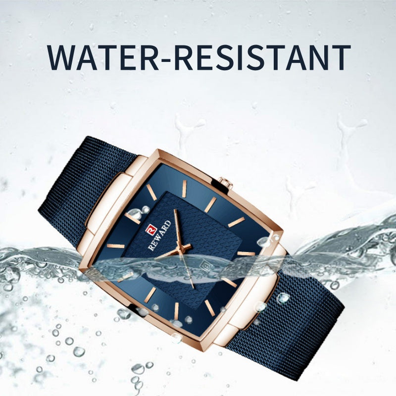 ⌚Montre à quartz pour hommes, ceinture en maille carrée ultra-mince