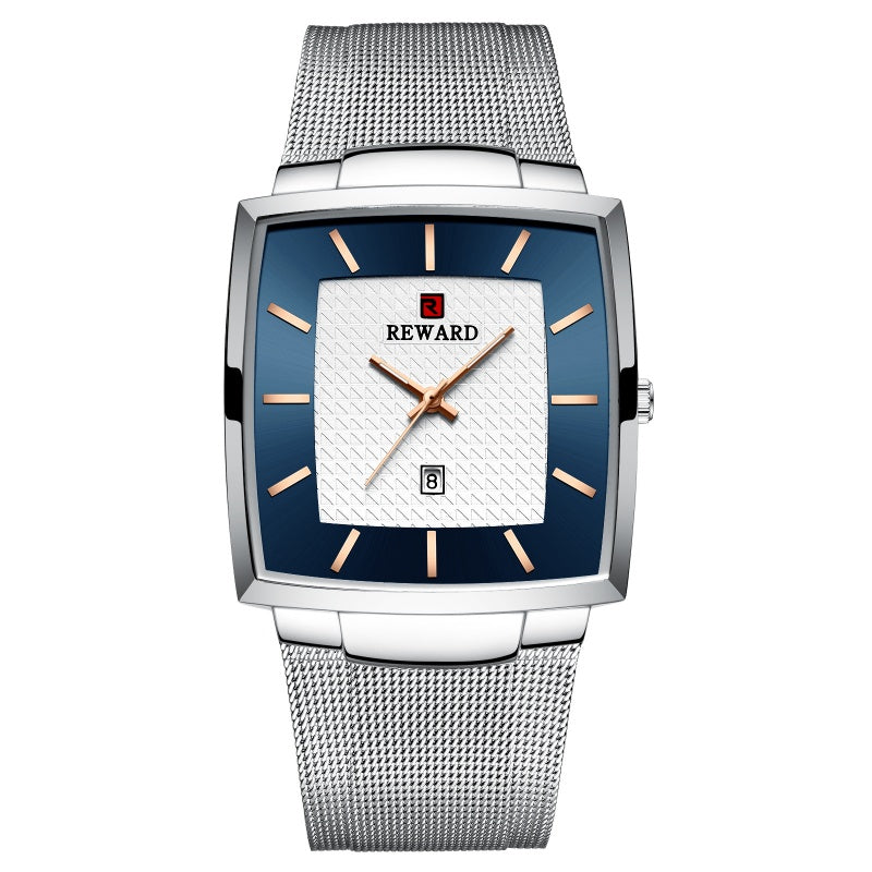 ⌚Montre à quartz pour hommes, ceinture en maille carrée ultra-mince