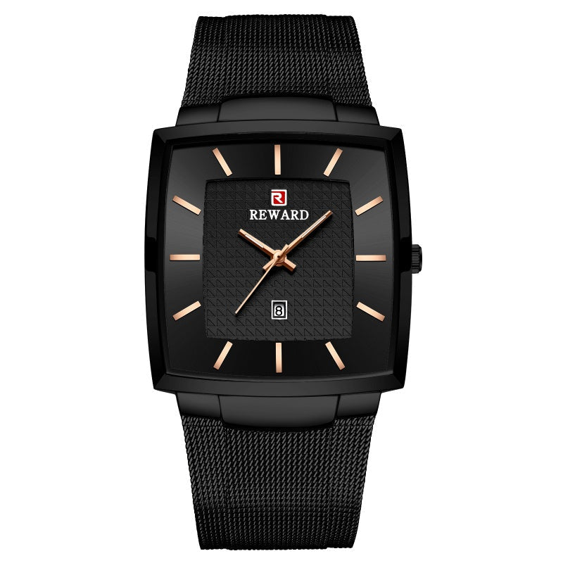 ⌚Montre à quartz pour hommes, ceinture en maille carrée ultra-mince