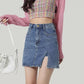 🥳SOLDES 2026🥳💕Jupes courtes en jean à taille haute et fente pour femme