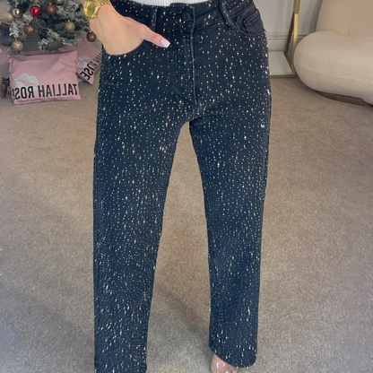 ✨Jeans à jambe droite avec strass