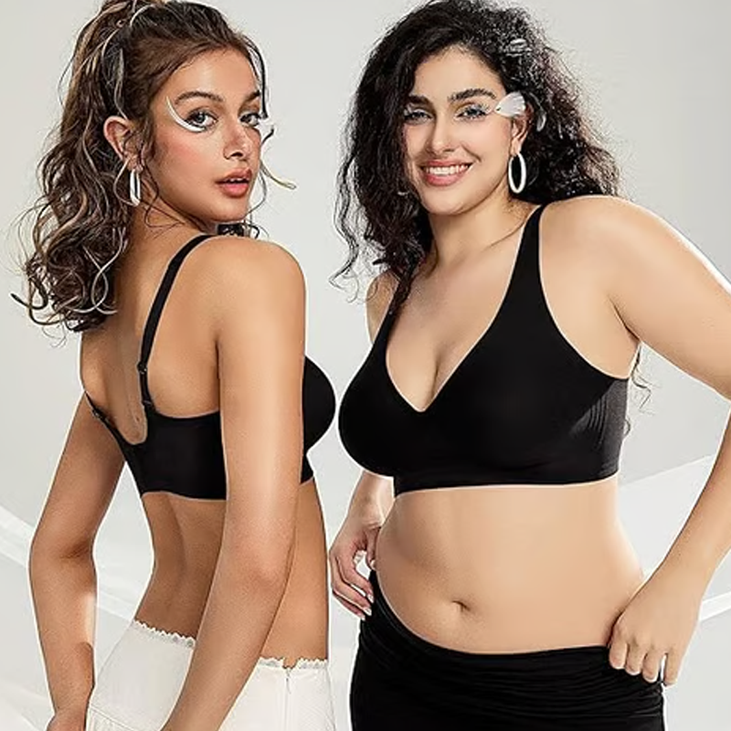 🍃 Vente chaude d'été 50% de réduction ⏰ Deep V Plunge Push-up sans fil sans couture Jelly Bra