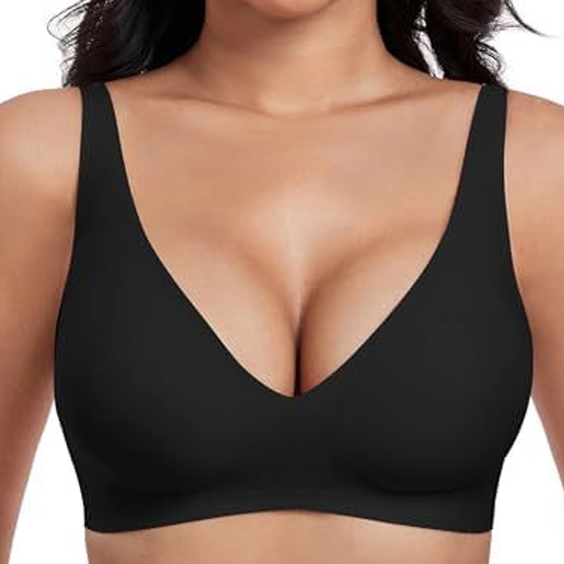 🍃 Vente chaude d'été 50% de réduction ⏰ Deep V Plunge Push-up sans fil sans couture Jelly Bra
