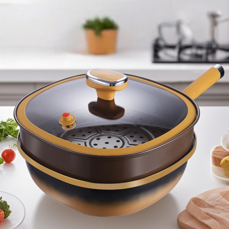🔥 50 % DE RÉDUCTION ! 🍳✨ Pot anti-adhésif en alliage de titane de 12 pouces avec couvercle 🍲💫