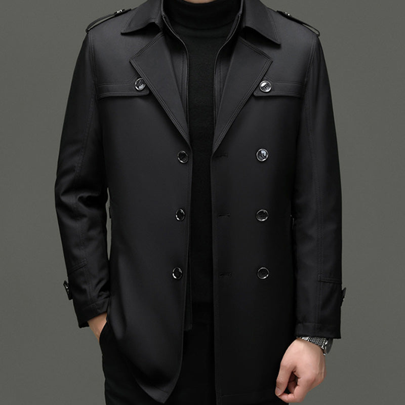 🔥50% de réduction🔥Trench-coat mi-long pour homme avec doublure amovible