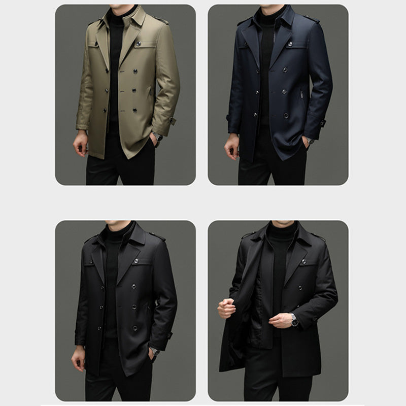 🔥50% de réduction🔥Trench-coat mi-long pour homme avec doublure amovible