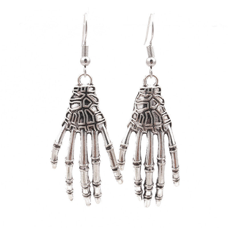 Boucles d’Oreilles Longues Pendantes en Forme de Squelette Articulé