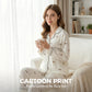 Ensemble de Pyjama pour Femme à Manches Longues avec Imprimé Cartoon