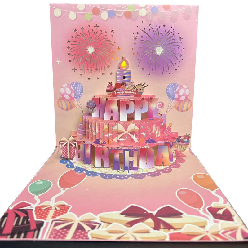 Cartes d’Anniversaire avec Feux d’Artifice, Gâteau Pop-Up et Musique à Souffler