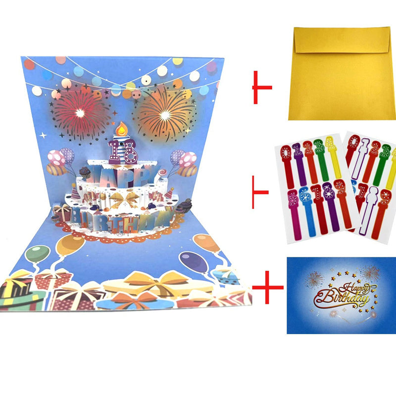 Cartes d’Anniversaire avec Feux d’Artifice, Gâteau Pop-Up et Musique à Souffler