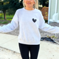 Sweat-shirt décontracté à imprimé cœur pour femme