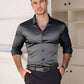 Chemise Boutonnée à Manches Longues à Col Revers de Couleur Unie pour Homme