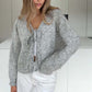 Cardigan en tricot à col en V avec nœud