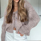 Cardigan en tricot à col en V avec nœud
