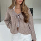 Cardigan en tricot à col en V avec nœud