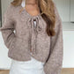 Cardigan en tricot à col en V avec nœud