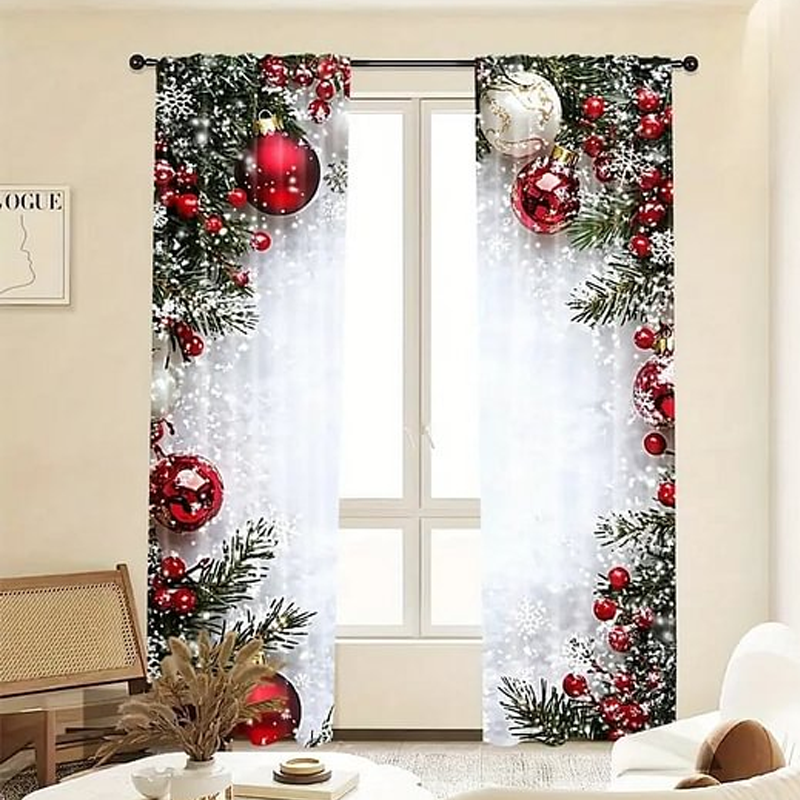 Ensemble de rideaux de Noël 2 pièces