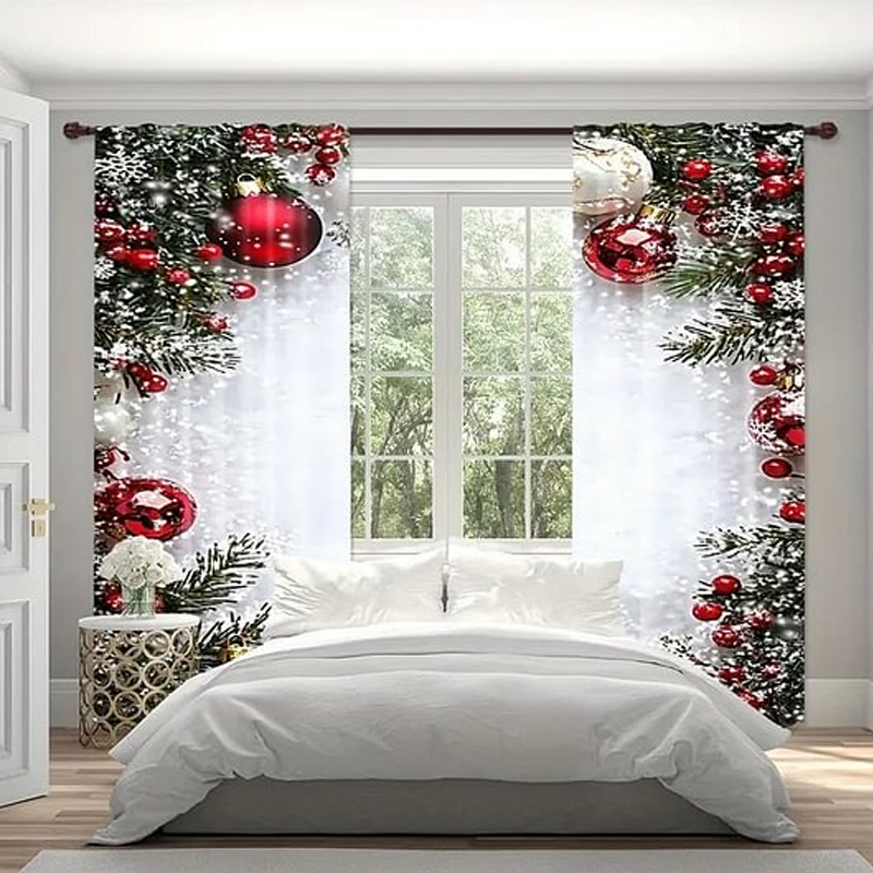 Ensemble de rideaux de Noël 2 pièces