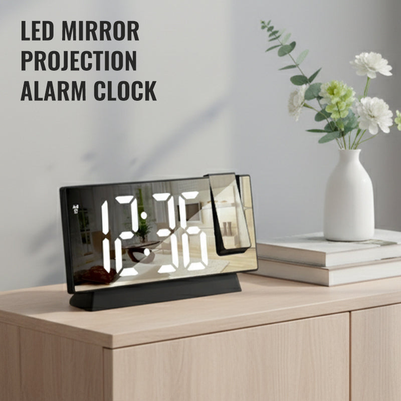 🔥 Offre Spéciale Limitée ! ✨ Réveil Projecteur LED Miroir - Projection Plafond 180°, Affichage Température/Date, Double Alimentation 🕒🔮