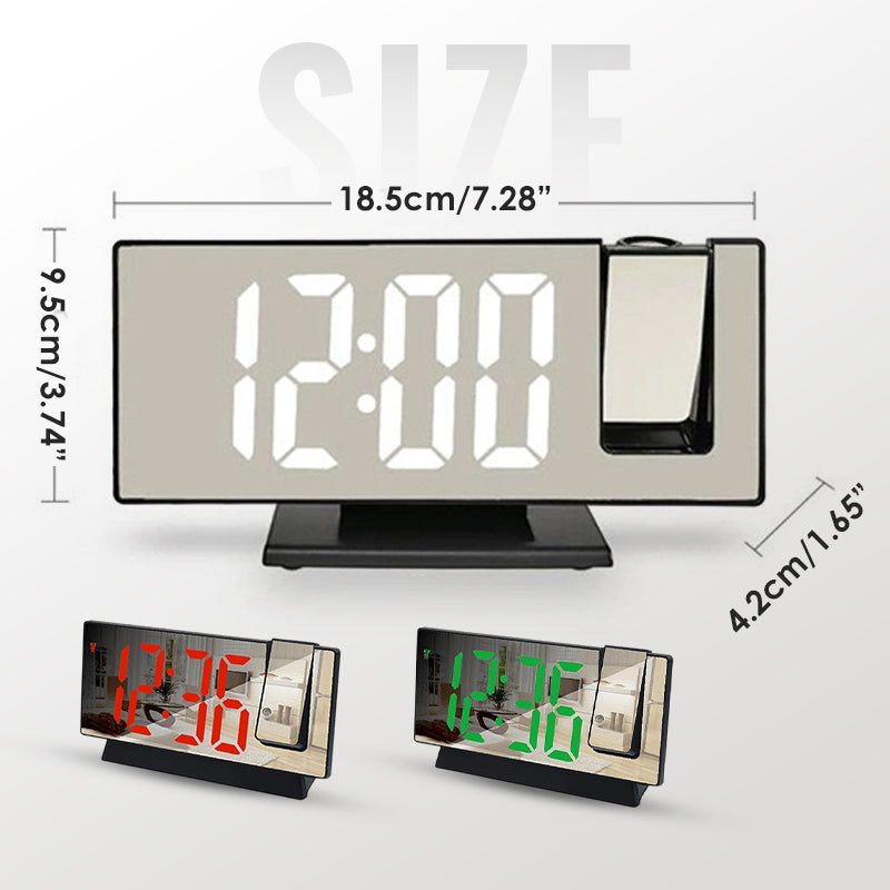 🔥 Offre Spéciale Limitée ! ✨ Réveil Projecteur LED Miroir - Projection Plafond 180°, Affichage Température/Date, Double Alimentation 🕒🔮