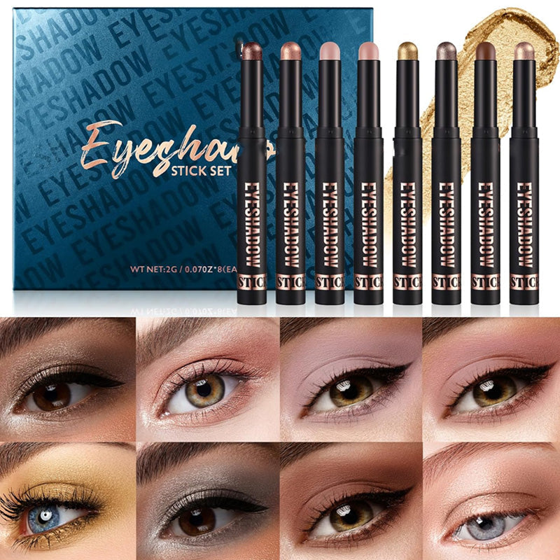 🎅AUJOURD'HUI SEULEMENT - POUR 8 PIÈCES !!🎄PLUS DE 50 000 UNITÉS VENDUES ! 🎁✨8 couleurs de fards à paupières pailletés en stick, waterproof, longue tenue et multi-usage