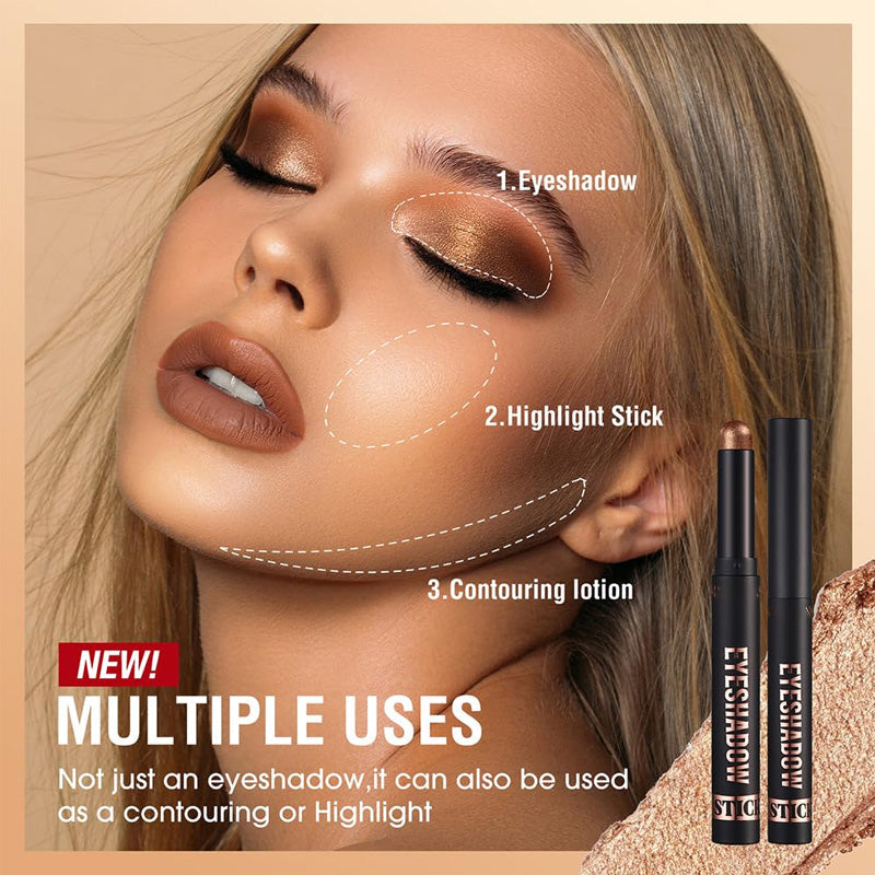 🎅AUJOURD'HUI SEULEMENT - POUR 8 PIÈCES !!🎄PLUS DE 50 000 UNITÉS VENDUES ! 🎁✨8 couleurs de fards à paupières pailletés en stick, waterproof, longue tenue et multi-usage