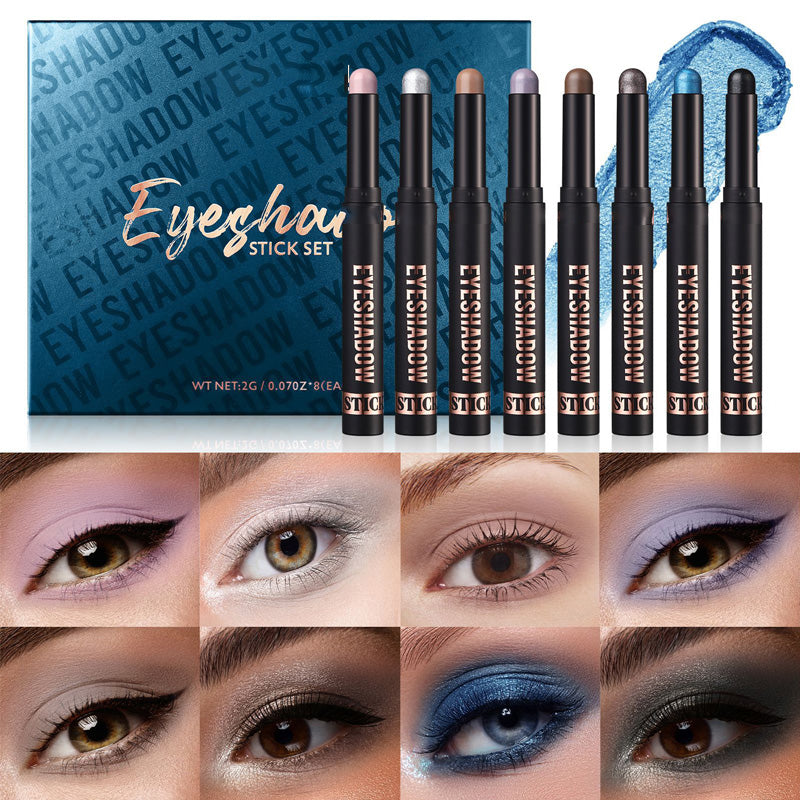 🎅AUJOURD'HUI SEULEMENT - POUR 8 PIÈCES !!🎄PLUS DE 50 000 UNITÉS VENDUES ! 🎁✨8 couleurs de fards à paupières pailletés en stick, waterproof, longue tenue et multi-usage