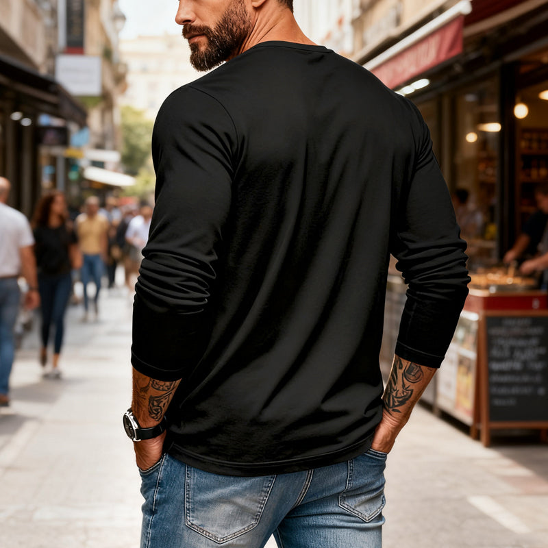 📢📢55 % de réduction !!!✨T-shirt Henley manches longues slim fit pour homme : respirant, élégant & polyvalent ! 👔👕