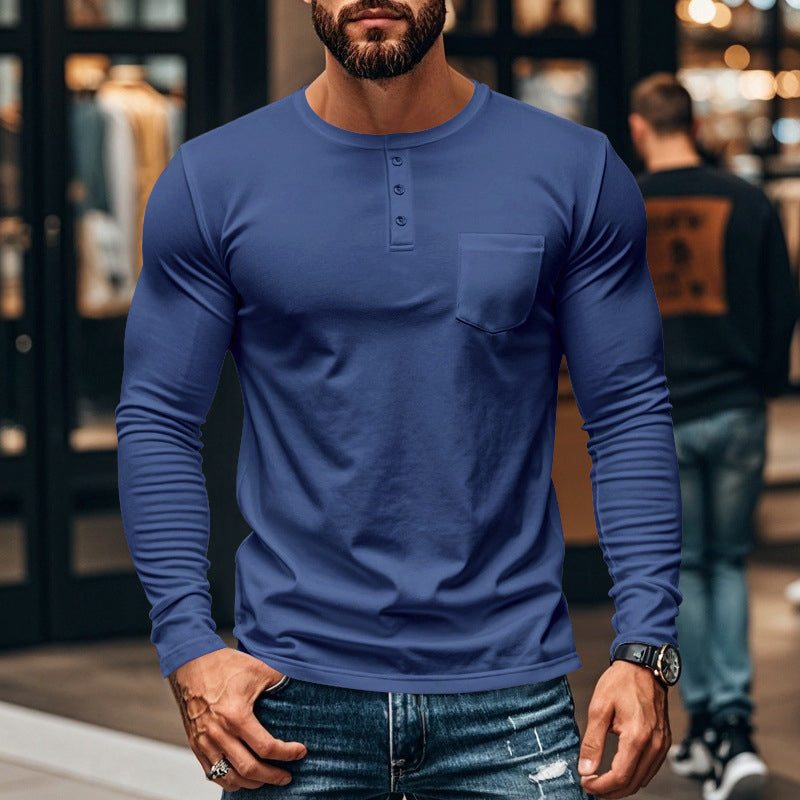 📢📢55 % de réduction !!!✨T-shirt Henley manches longues slim fit pour homme : respirant, élégant & polyvalent ! 👔👕