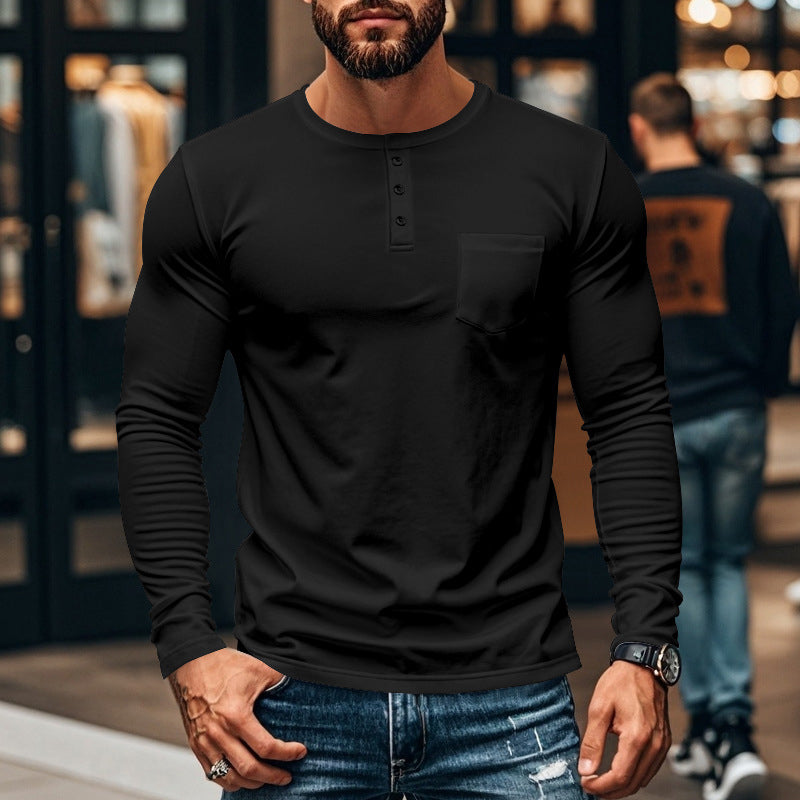 📢📢55 % de réduction !!!✨T-shirt Henley manches longues slim fit pour homme : respirant, élégant & polyvalent ! 👔👕