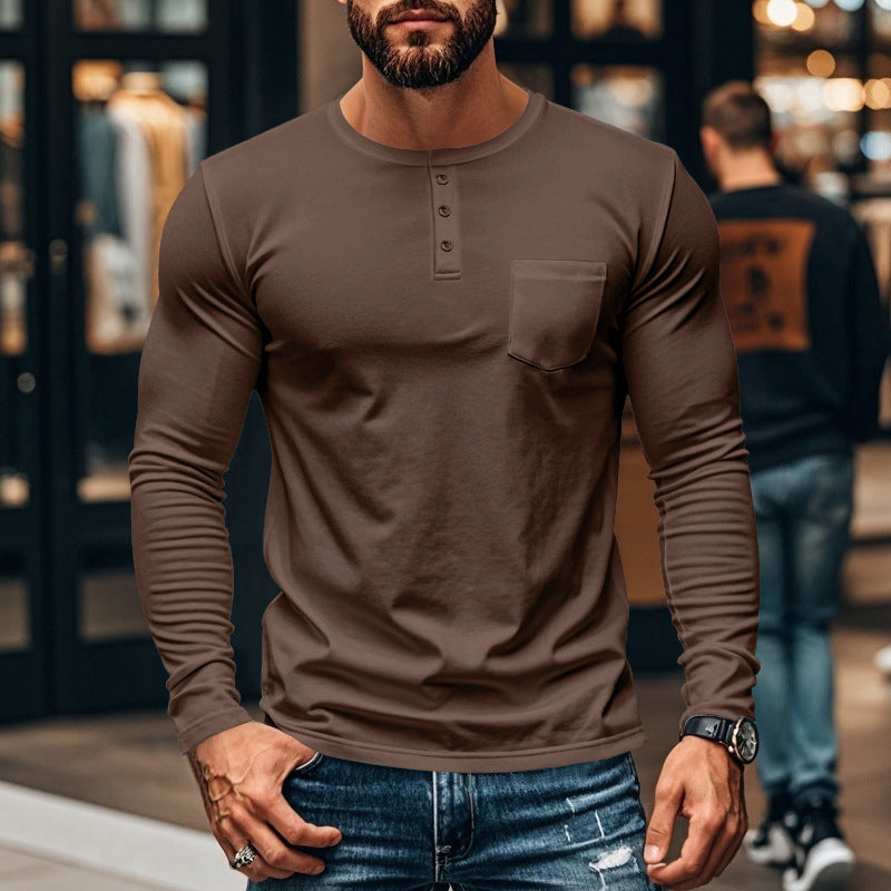 📢📢55 % de réduction !!!✨T-shirt Henley manches longues slim fit pour homme : respirant, élégant & polyvalent ! 👔👕