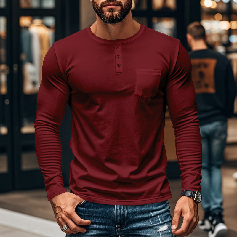 📢📢55 % de réduction !!!✨T-shirt Henley manches longues slim fit pour homme : respirant, élégant & polyvalent ! 👔👕