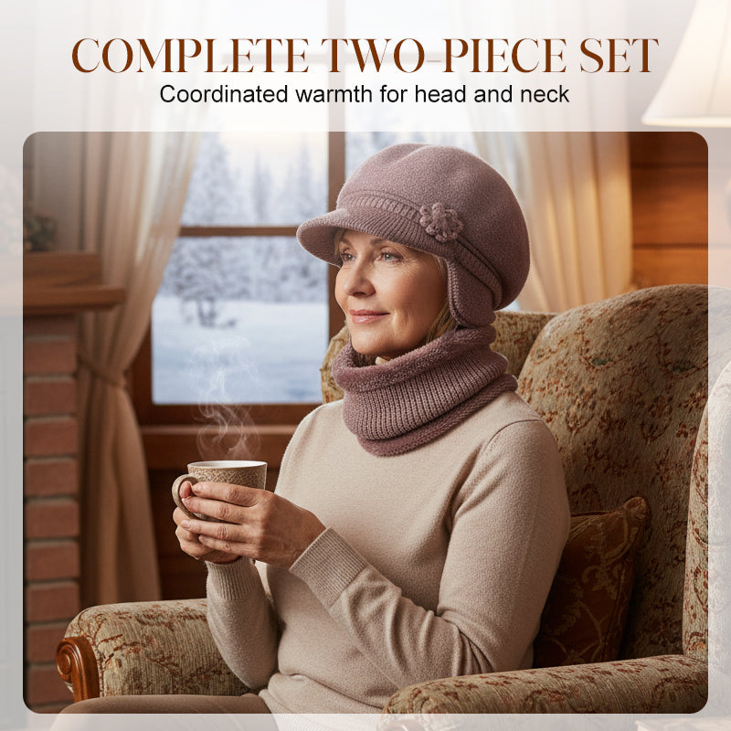 Ensemble bonnet et cache-cou en tricot chaud pour femme