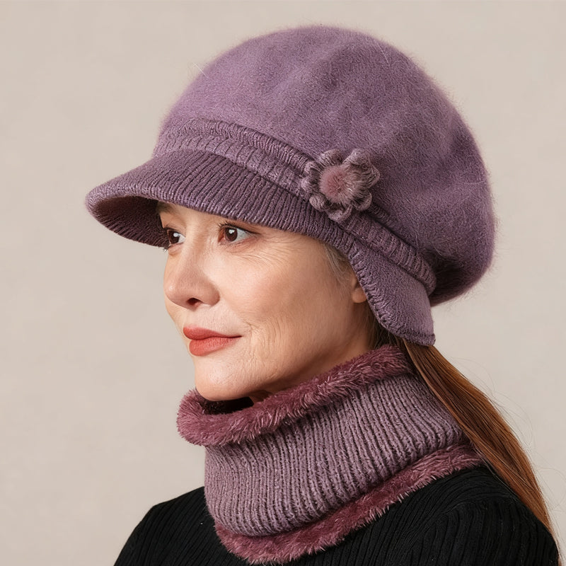 Ensemble bonnet et cache-cou en tricot chaud pour femme