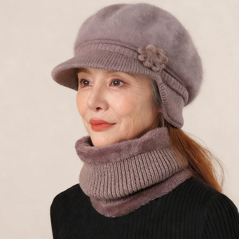 Ensemble bonnet et cache-cou en tricot chaud pour femme