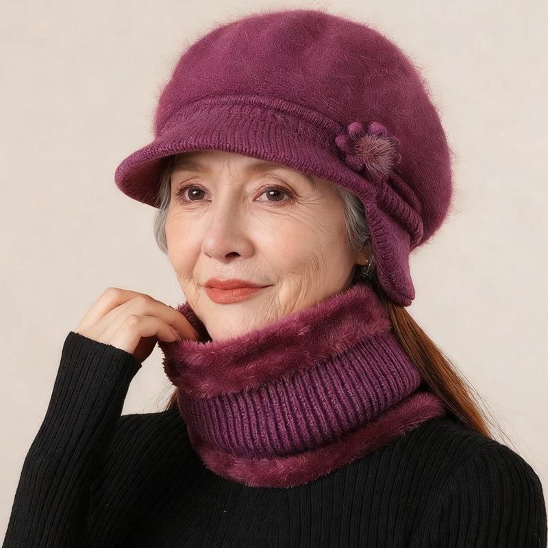 Ensemble bonnet et cache-cou en tricot chaud pour femme