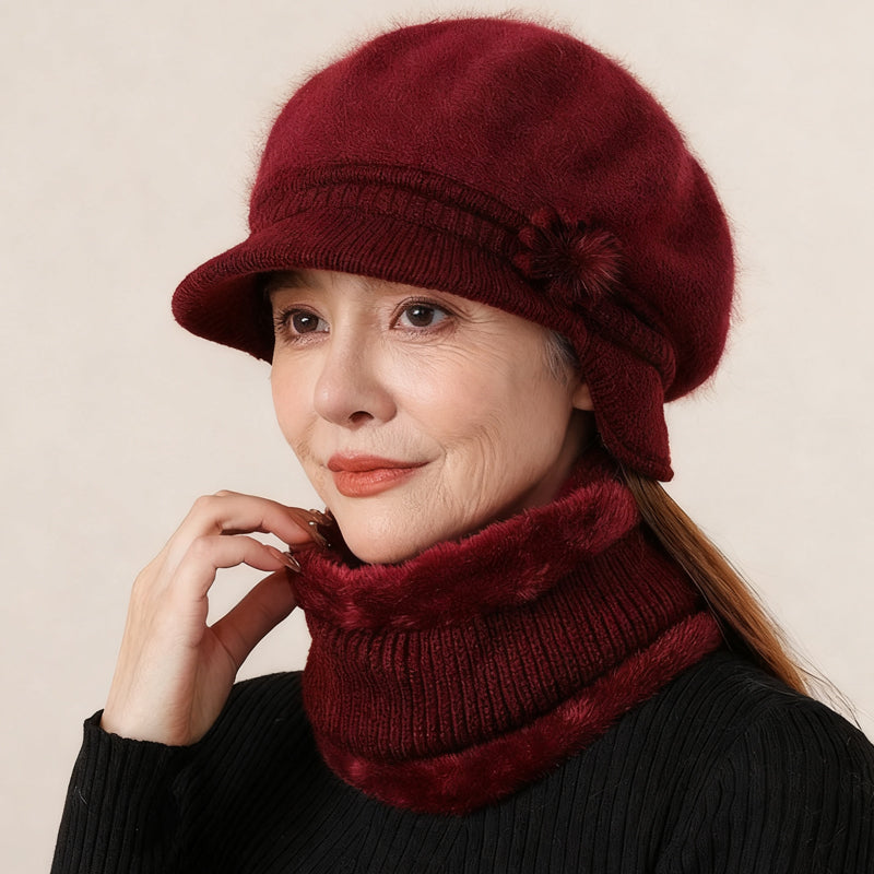 Ensemble bonnet et cache-cou en tricot chaud pour femme