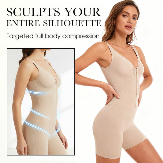 gaine ventre plat sans coutures avec fermeture éclair sur le devant pour femme