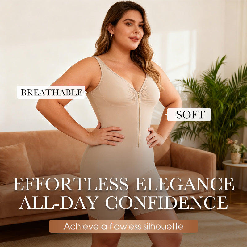 gaine ventre plat sans coutures avec fermeture éclair sur le devant pour femme
