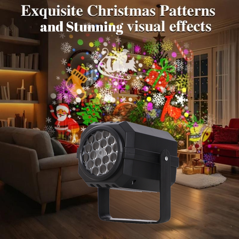 Projecteur rotatif LED avec motifs de Noël