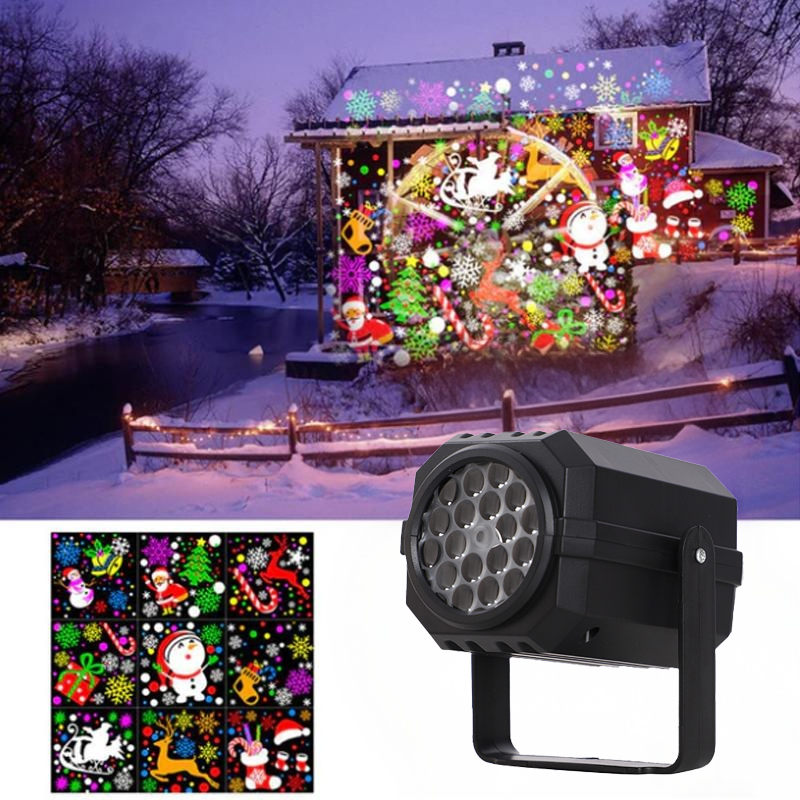 Projecteur rotatif LED avec motifs de Noël