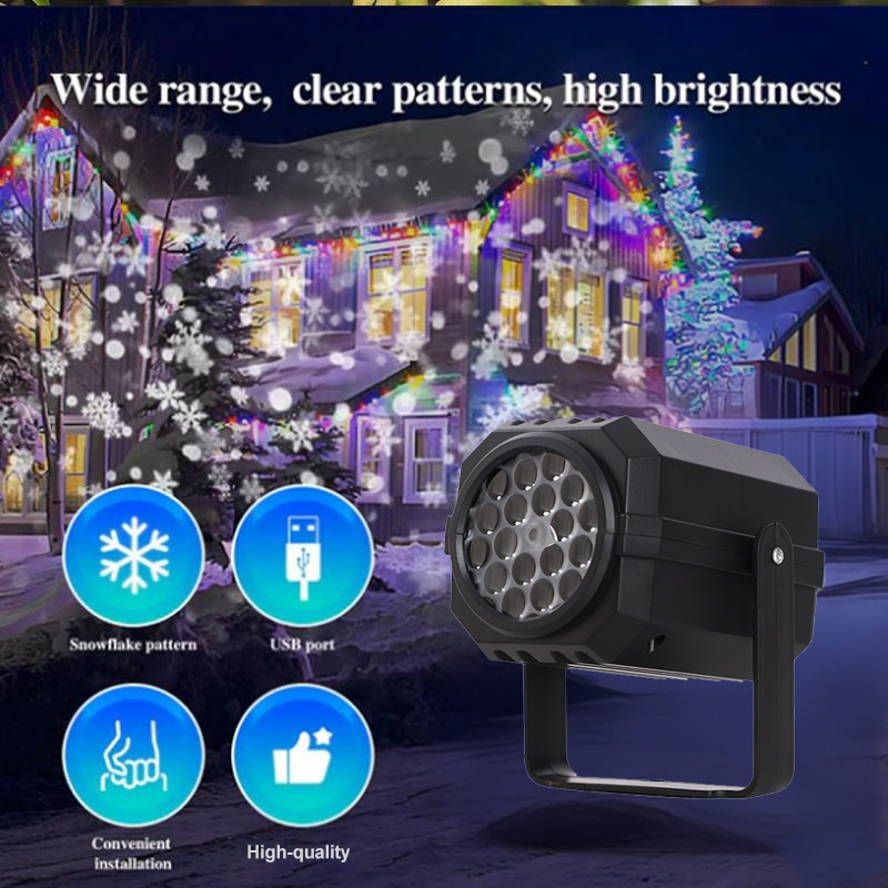 Projecteur rotatif LED avec motifs de Noël