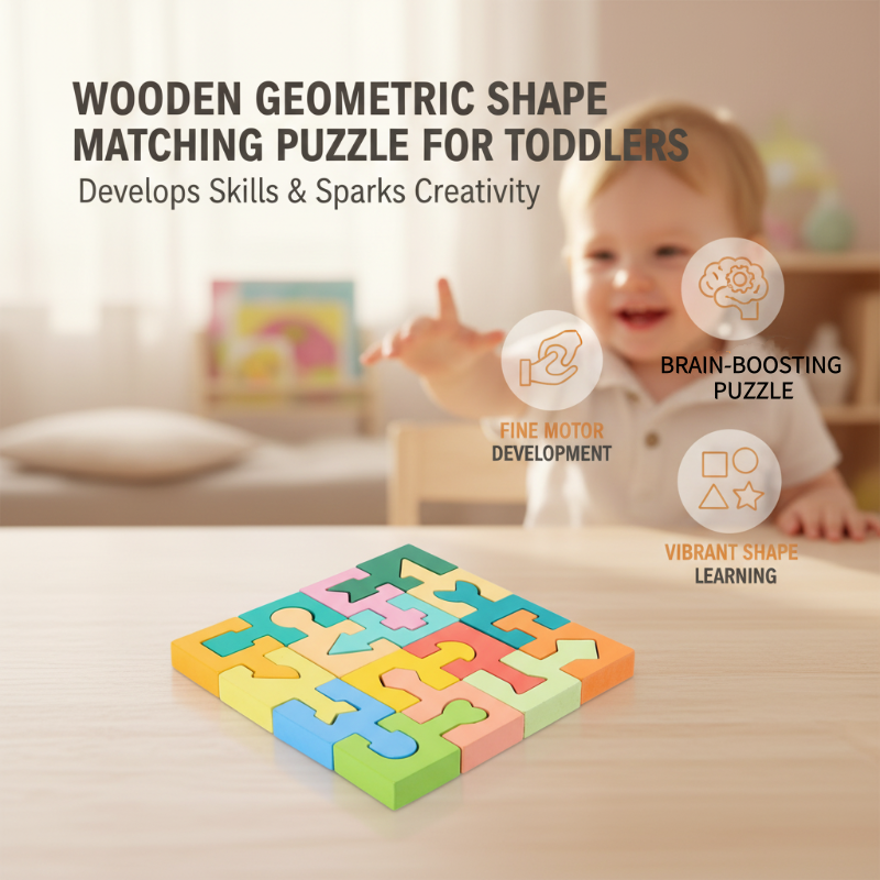 Puzzle en bois de formes géométriques à associer pour les tout-petits