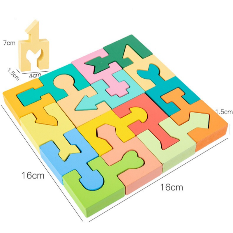 Puzzle en bois de formes géométriques à associer pour les tout-petits