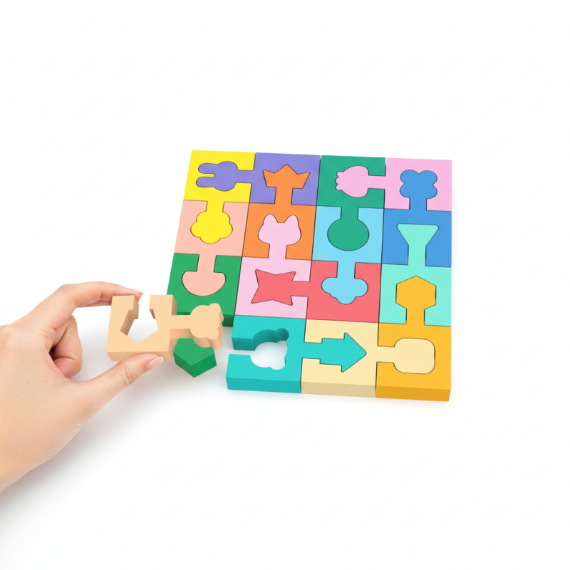 Puzzle en bois de formes géométriques à associer pour les tout-petits