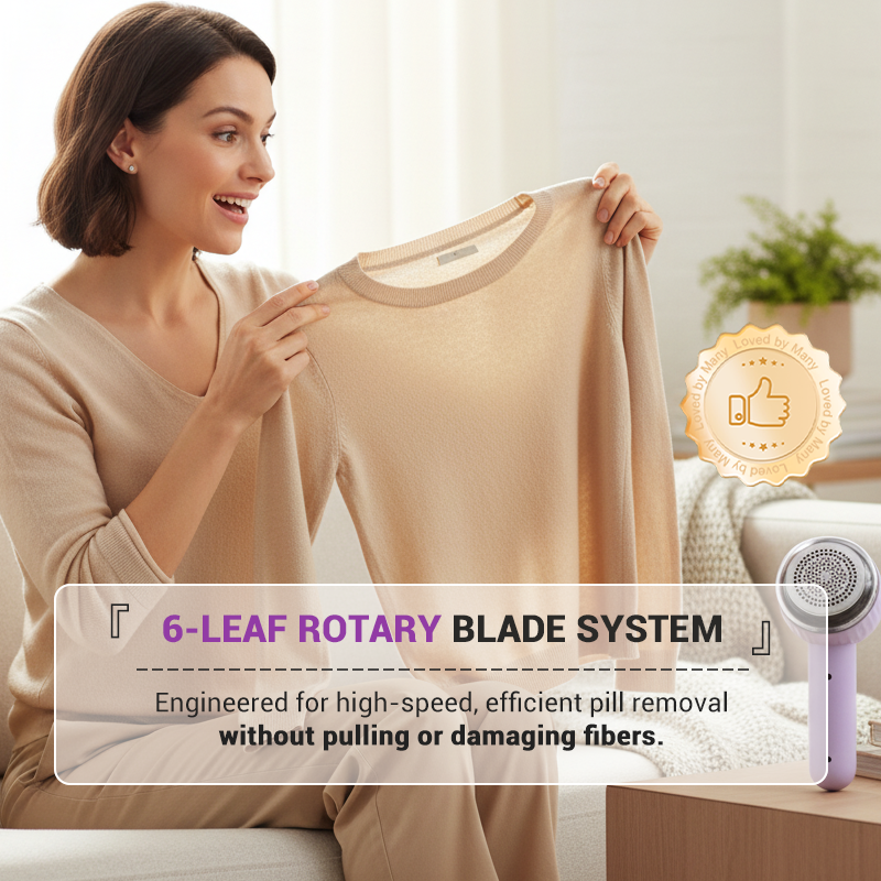 Rasoir à tissu avec lame rotative puissante à 6 lames